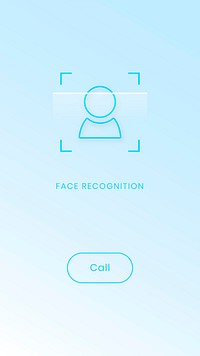 Facial recognition and identification screen illustration with a call button