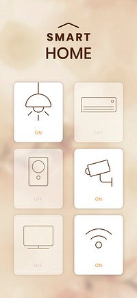 Smart home application interface vector brown design
