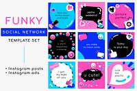 Funky editable social media post template vector