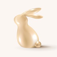 3D Easter bunny psd in luxury gold holidays celebration theme