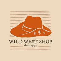 Wild west shop logo with hand drawn hat illustration