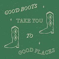 Cowboy graphic with hand drawn cowboy boot illustration