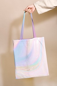 Tote bag mockup, beige aesthetic design psd