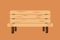 Wooden bench cute object illustration