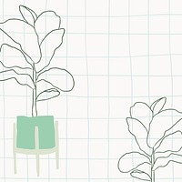 Houseplant doodle in grid background