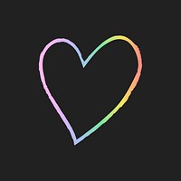 Rainbow heart icon, illustration in doodle style