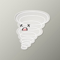 Cute dizzy tornado illustration, grey background