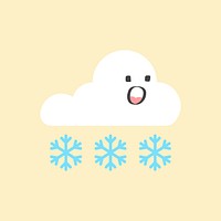 Cute cloud and snowflake illustration, yellow background