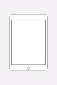 Tablet outline, blank screen, digital device illustration