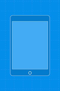 Blue iPad, blank screen, digital device illustration