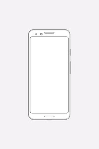 White smartphone outline, digital device illustration