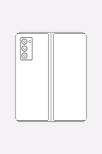 Foldable phone outline, rear camera, flip phone illustration