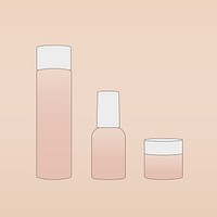 Gradient cosmetic bottle, beauty and skincare packaging illustration set
