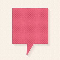 Pink announcement speech bubble design, dotted paper pattern style