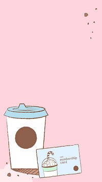 Coffee shop iPhone wallpaper, pink background