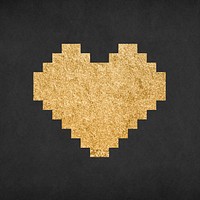 Pixelated heart, glitter gold love design icon