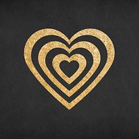 Cute glitter gold heart icon
