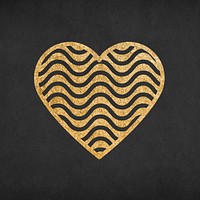 Wavy heart symbol, glitter gold simple icon