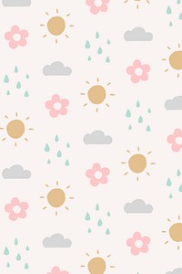 Rain pattern background, cute doodle style
