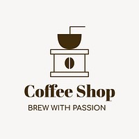 Coffee shop logo, food business for branding design, brew with passion text
