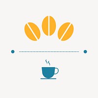 Coffee logo, food icon flat design illustration, coffee cup and beans