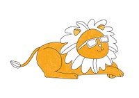 Cool lion design element, editable coloring page for kids vector