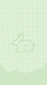 Bunny mobile wallpaper, green background, line art animal