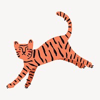 Cute tiger collage element, cartoon illustration psd