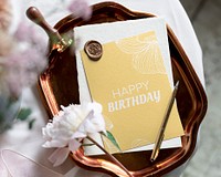 Birthday card editable mockup, vintage design 