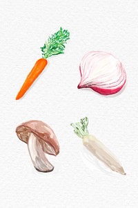 Watercolor colorful vegetables vector set