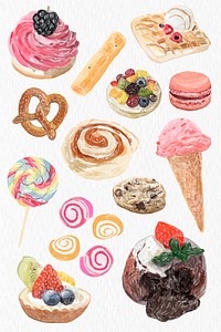 Colorful sweet pastry dessert vector collection