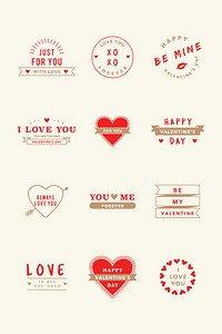 Valentine&rsquo;s day celebration greeting psd stickers set