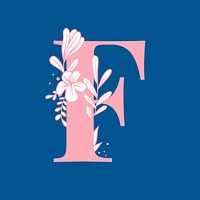 Letter F floral alphabet typography psd