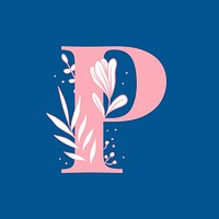 Letter P floral alphabet typography