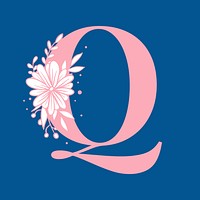 Letter Q floral alphabet typography