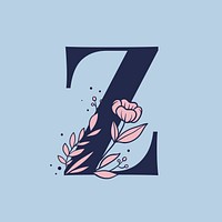 Floral letter Z psd alphabet typography