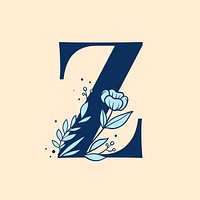 Letter Z floral font typography psd