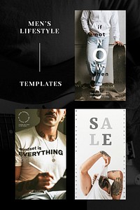 Men’s lifestyle social media post vector set