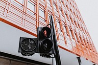 Red traffic light, urban, city photo