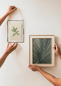 Vintage frame mockups, hanged on wall psd