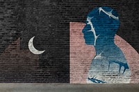 Grunge brick wall mockup, mural art design space psd