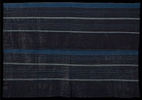 blue textile with light blue and grey stripes; stripes vary in width; short edges of textile hemmed; textile constructed of two panels. Original from the Minneapolis Institute of Art.