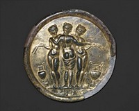 Gilded bronze mirror with the Three Graces (mid-2nd century A.D.)