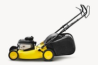 Yellow lawn mower, self-propelled, off white design