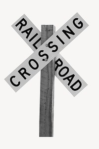 Railroad crossing sign, isolated image psd