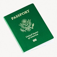 Green U.S. passport collage element psd