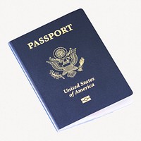 Blue U.S. passport collage element psd