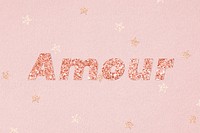 Glittery amore typography on star patterned background