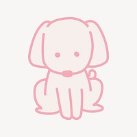 Pink dog, cute doodle, design element vector