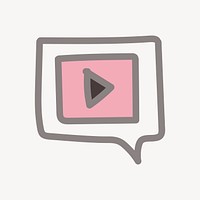 Pink video icon, cute doodle, design element vector